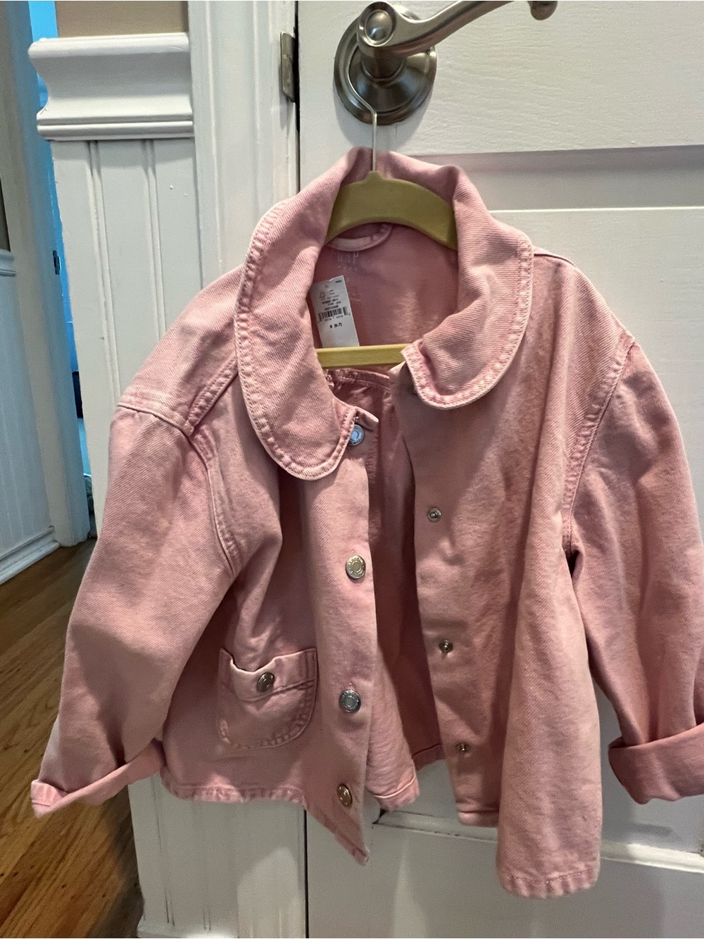 NWT- GAP Light Pink Girls' Button-Front Jean Jacket size small 6/7